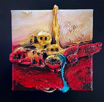 Ray of Hope
3D Mix Technic, Acrylic, Modeling Paste, Resin & Golden Leaf
6" x 6"