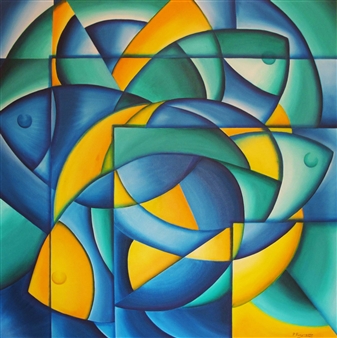 The Four Fish Tanks
Oil on Canvas
51" x 51"