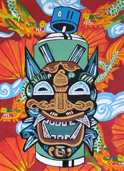 Ancient Dragon Mask Spraycan
Acrylic on Canvas
16" x 12"