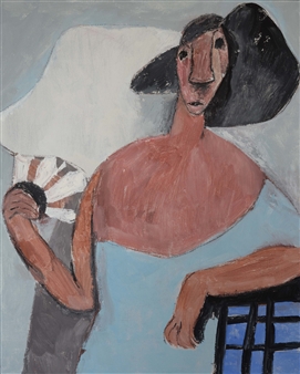 Woman with Fan
Oil and Gouache on Canvas
39.5" x 31.5"