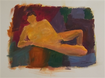 Female Nude with Colored Background
Acrylic on Paper
16" x 20"