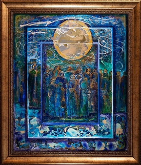 Full Moon Gathering
Oil & Mixed Media on Wood Panel
36" x 36"