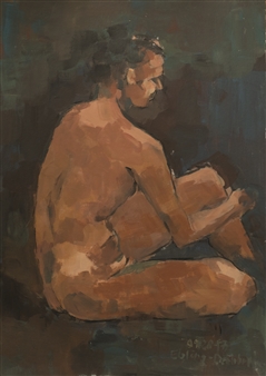 Seated Male Nude
Acrylic on Carton Board
19" x 13"