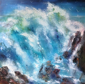 Marine Exhilaration in a Volcanic Danse
Acrylic on Canvas
39.5" x 39.5"