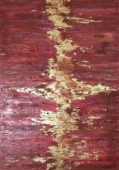 Rouges
Acrylic, Oil, Stones and Gold Leaf on Canvas
30" x 20"