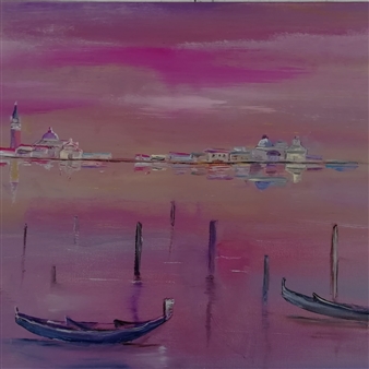 Tramonto Su Venezia  (Sunset Over Venice)
Oil on Canvas
23.5" x 15.5"