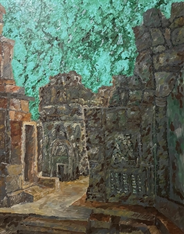 Jungle Temple  (Angkor Wat)
Acrylic & Oil on Canvas
59" x 47"