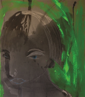 Woman with Green Background
Oil & Mixed Media on Paper
24" x 16"