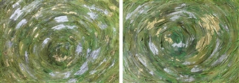 Greens
Acrylic with heavy textures, Gold and Silver Leaf on Canvas
20" x 60"