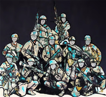 The Stone Faced Soldiers
Acrylic & Mixed Media on Canvas
60" x 55"