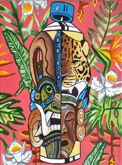 Leopard Boruca Spraycan
Acrylic on Canvas
16" x 12"