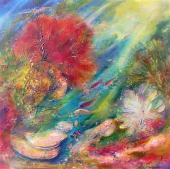 Flaming Aquatic Palette
Acrylic on Canvas
31.5" x 31.5"