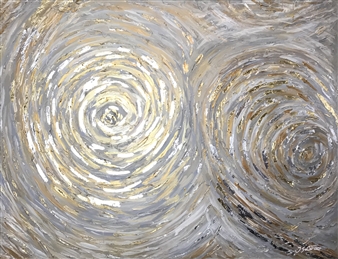 Loops
Acrylic with heavy textures, Gold and Silver Leaf on Canvas
40" x 50"